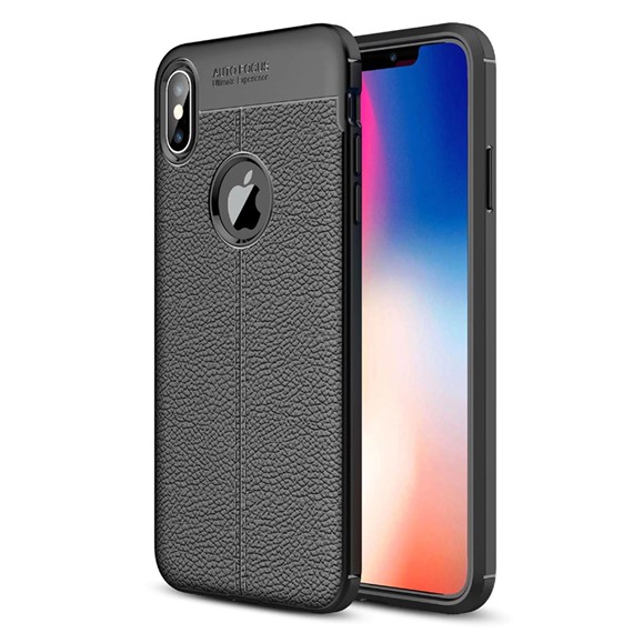 Microsonic Apple iPhone XS Max 6 5 Kılıf Deri Dokulu Silikon Siyah 1