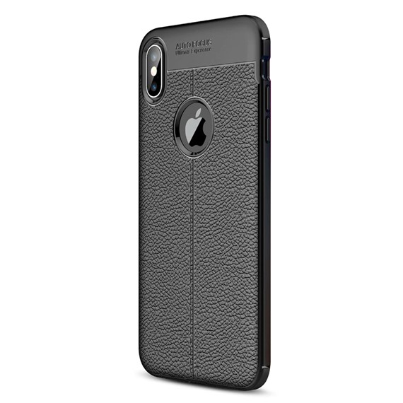 Microsonic Apple iPhone XS Max 6 5 Kılıf Deri Dokulu Silikon Siyah 2