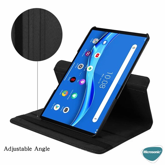 Microsonic Lenovo Tab P11 Pro 2 Nesil Kılıf ZAB50094TR 360 Rotating Stand Deri Pembe 3