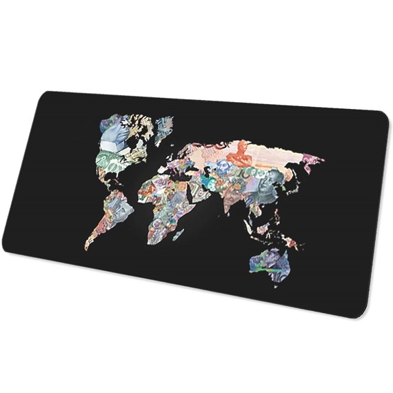 Microsonic Mouse Pad 90x40cm Desenli Siyah Harita 1