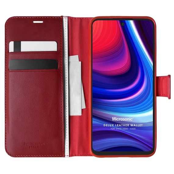 Microsonic Omix X300 Kılıf Delux Leather Wallet Kırmızı 1