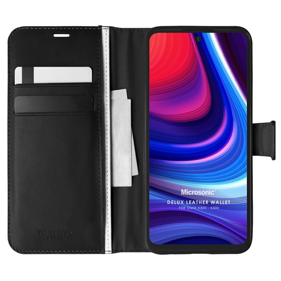 Microsonic Omix X300 Kılıf Delux Leather Wallet Siyah 1