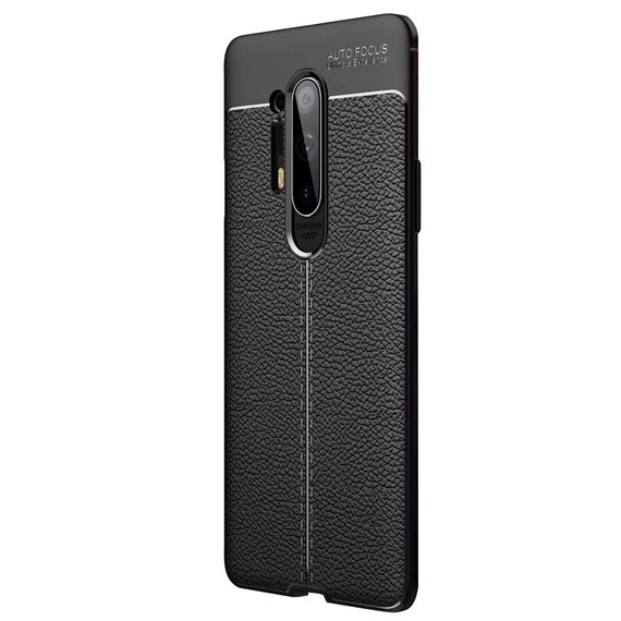 Microsonic OnePlus 8 Pro Kılıf Deri Dokulu Silikon Siyah 2
