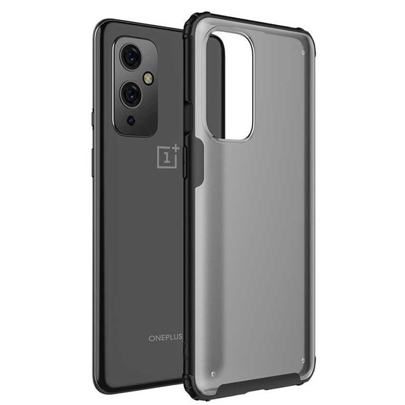 Microsonic OnePlus 9 Kılıf Frosted Frame Siyah 1