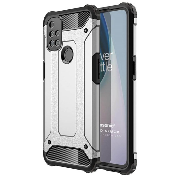 Microsonic OnePlus Nord N10 5G Kılıf Rugged Armor Gümüş 1