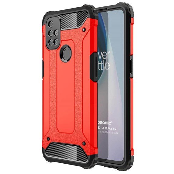 Microsonic OnePlus Nord N10 5G Kılıf Rugged Armor Kırmızı 1