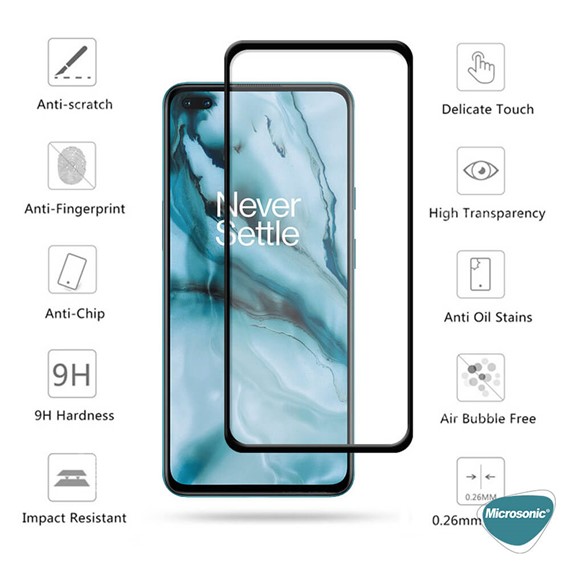 Microsonic OnePlus Nord N100 Tam Kaplayan Temperli Cam Ekran Koruyucu Siyah 3