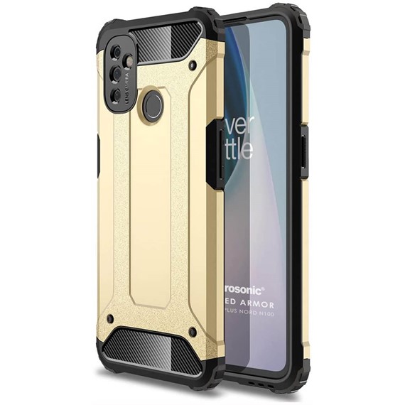 Microsonic OnePlus Nord N100 Kılıf Rugged Armor Gold 1