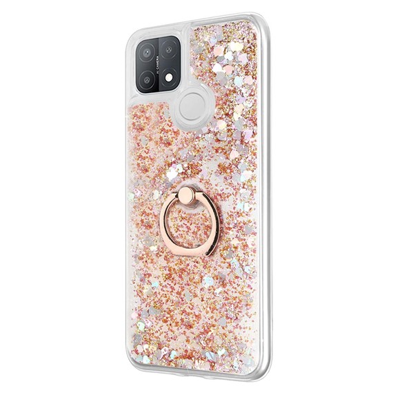 Microsonic Oppo A15s Kılıf Glitter Liquid Holder Gold 2