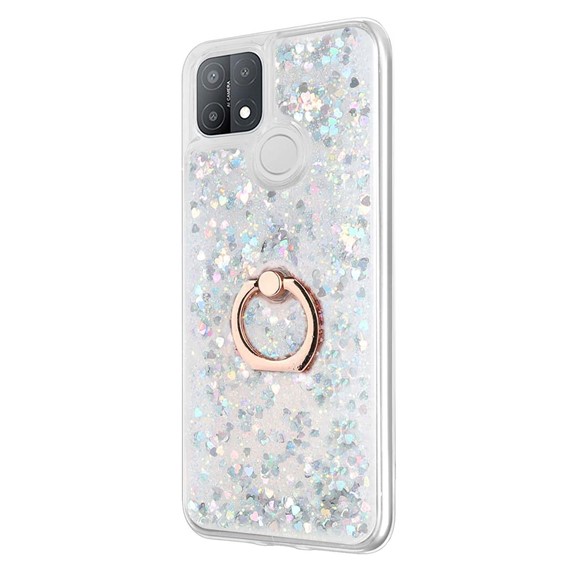 Microsonic Oppo A15s Kılıf Glitter Liquid Holder Gümüş 2