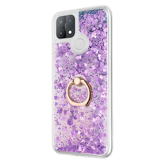 Microsonic Oppo A15s Kılıf Glitter Liquid Holder Mor 2