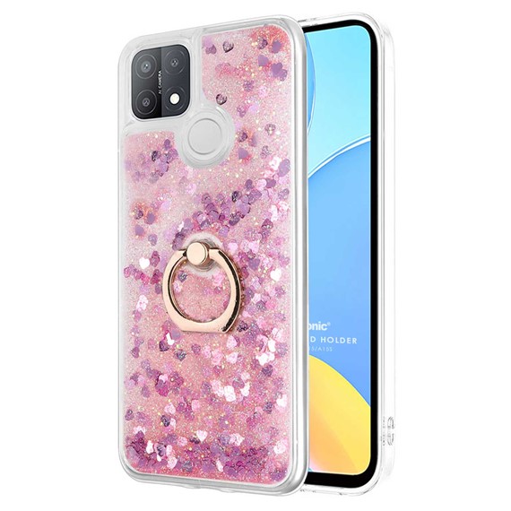 Microsonic Oppo A15 Kılıf Glitter Liquid Holder Pembe 1