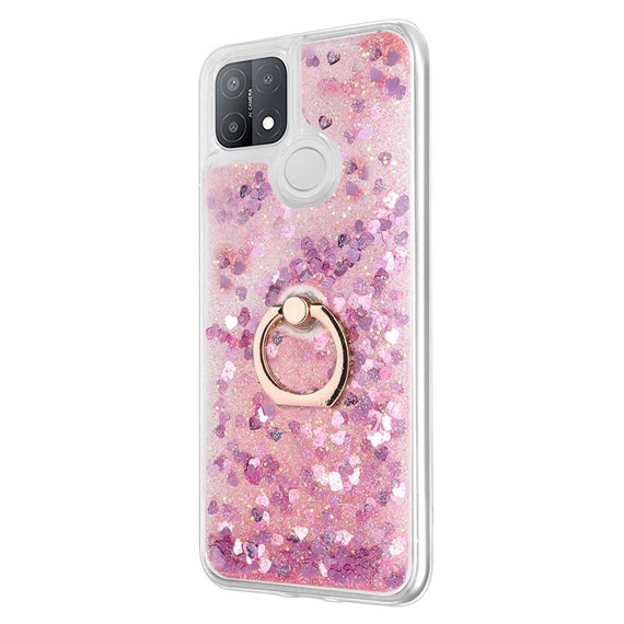 Microsonic Oppo A15 Kılıf Glitter Liquid Holder Pembe 2