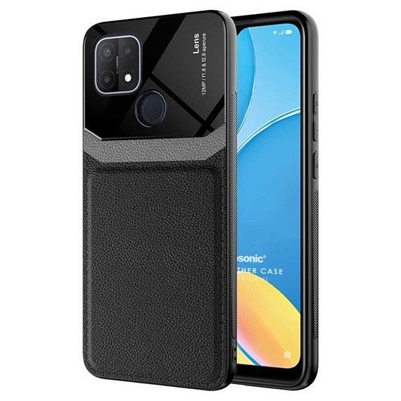 Microsonic Oppo A15s Kılıf Uniq Leather Siyah 1