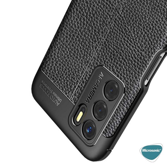 Microsonic Oppo A16 Kılıf Deri Dokulu Silikon Lacivert 3