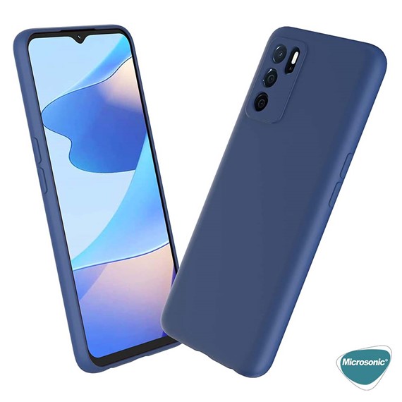 Microsonic Matte Silicone Oppo A16 Kılıf Lacivert 5