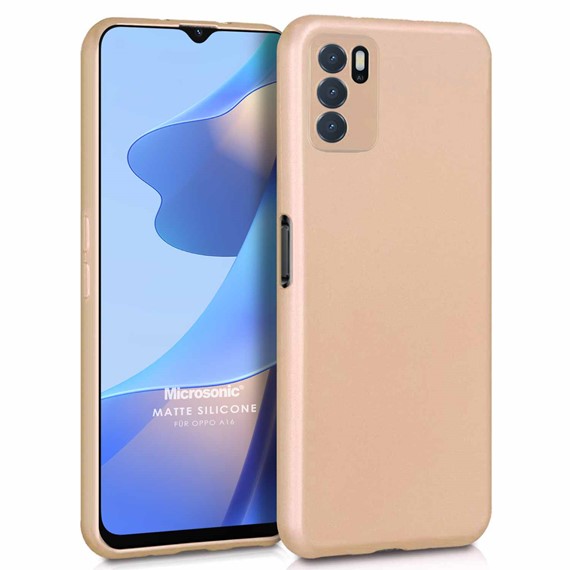 Microsonic Matte Silicone Oppo A16 Kılıf Gold 1