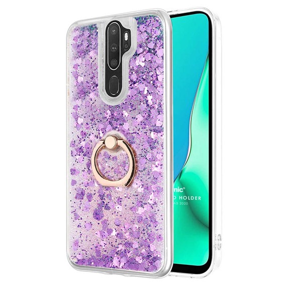 Microsonic Oppo A5 2020 Kılıf Glitter Liquid Holder Mor 1