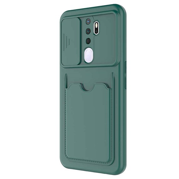 Microsonic Oppo A5 2020 Kılıf Inside Card Slot Koyu Yeşil 2