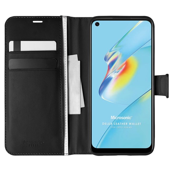 Microsonic Oppo A54 4G Kılıf Delux Leather Wallet Siyah 1