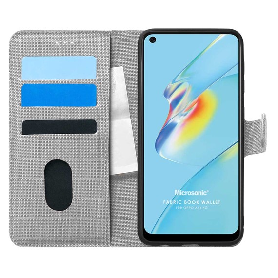 Microsonic Oppo A54 4G Kılıf Fabric Book Wallet Gri 1