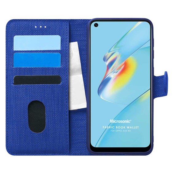 Microsonic Oppo A54 4G Kılıf Fabric Book Wallet Lacivert 1