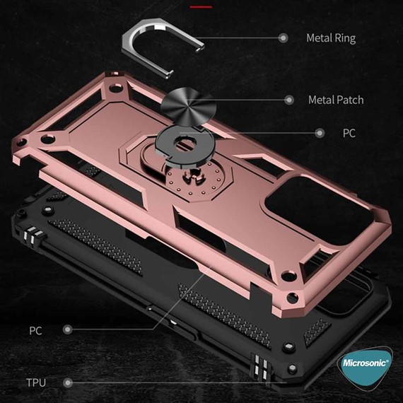 Microsonic Oppo A54 4G Kılıf Military Ring Holder Rose Gold 4