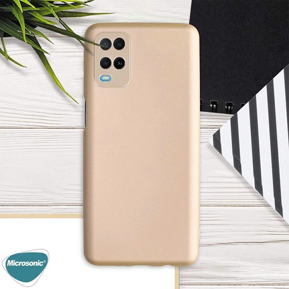 Microsonic Matte Silicone Oppo A54 4G Kılıf Gold 3