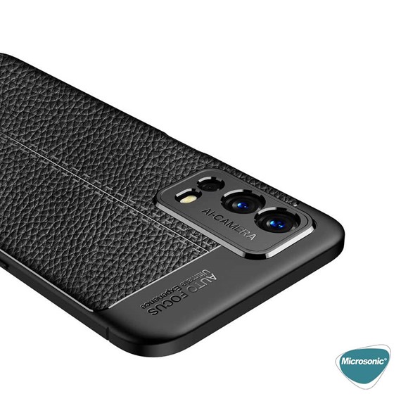 Microsonic Oppo A55 4G Kılıf Deri Dokulu Silikon Siyah 7