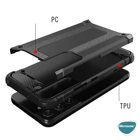 Microsonic Samsung Galaxy S22 Kılıf Rugged Armor Gümüş 3