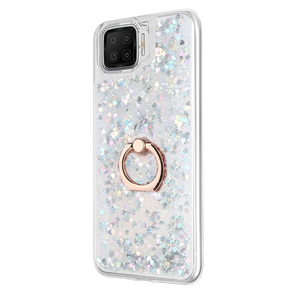 Microsonic Oppo A73 Kılıf Glitter Liquid Holder Gümüş 2