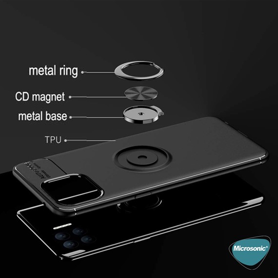 Microsonic Oppo A73 Kılıf Kickstand Ring Holder Siyah Rose 5