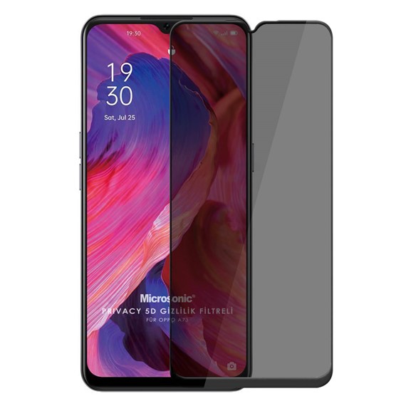 Microsonic Oppo A73 Privacy 5D Gizlilik Filtreli Cam Ekran Koruyucu Siyah 1