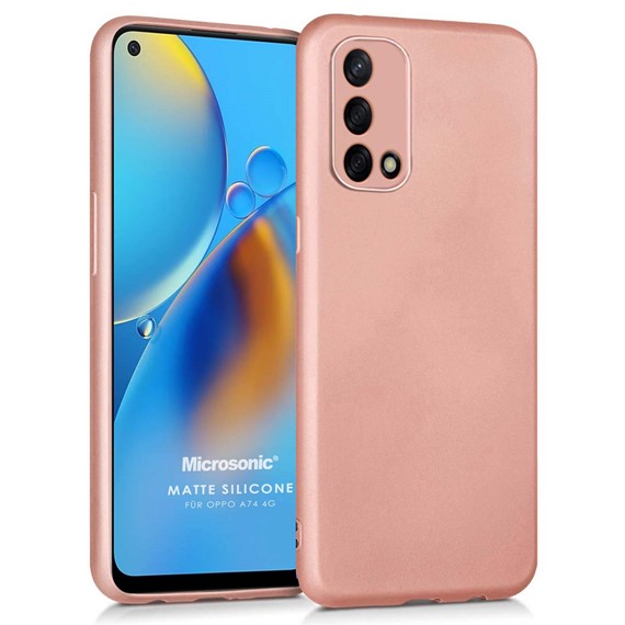 Microsonic Matte Silicone Oppo A74 4G Kılıf Rose Gold 1