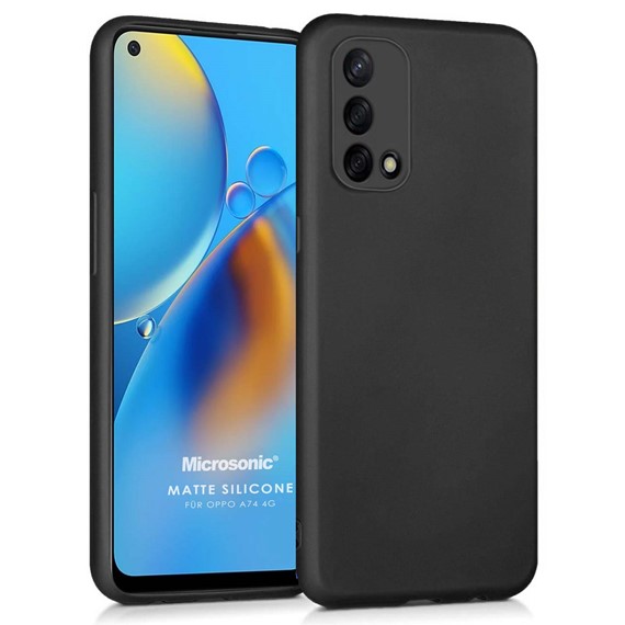 Microsonic Matte Silicone Oppo A74 4G Kılıf Siyah 1