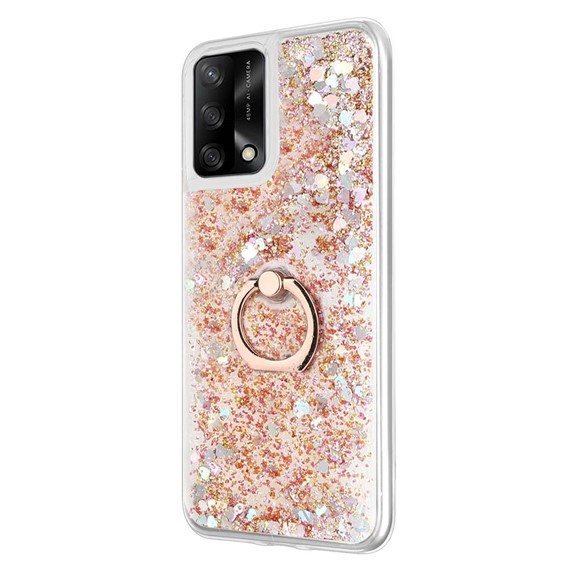 Microsonic Oppo A74 4G Kılıf Glitter Liquid Holder Gold 2