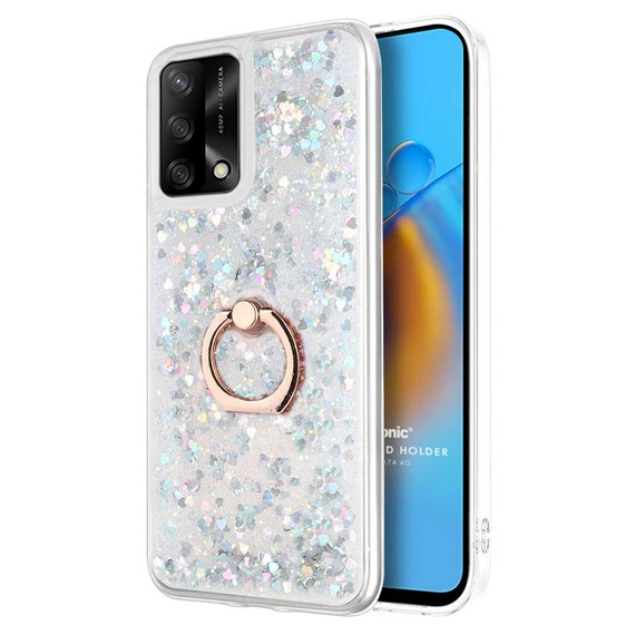 Microsonic Oppo A74 4G Kılıf Glitter Liquid Holder Gümüş 1