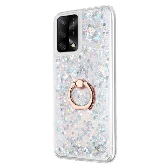 Microsonic Oppo A74 4G Kılıf Glitter Liquid Holder Gümüş 2