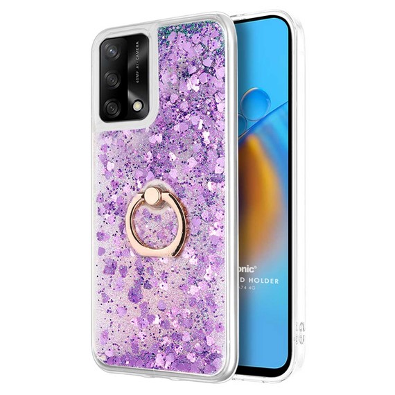 Microsonic Oppo A74 4G Kılıf Glitter Liquid Holder Mor 1