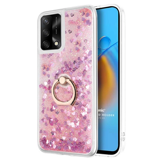 Microsonic Oppo A74 4G Kılıf Glitter Liquid Holder Pembe 1