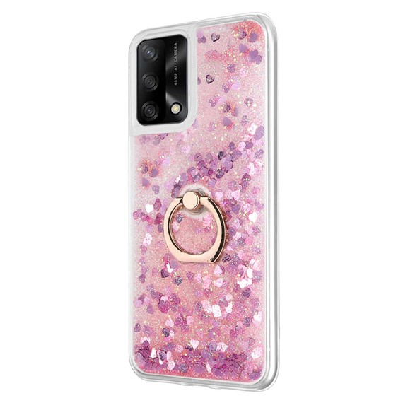 Microsonic Oppo A74 4G Kılıf Glitter Liquid Holder Pembe 2