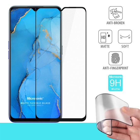 Microsonic Oppo Reno 3 Seramik Matte Flexible Ekran Koruyucu Siyah 1