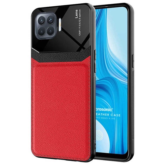 Microsonic Oppo Reno 4 Lite Kılıf Uniq Leather Kırmızı 1