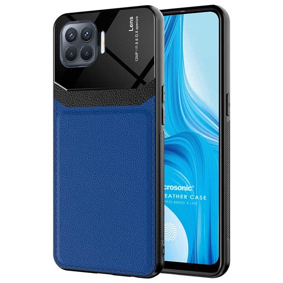 Microsonic Oppo Reno 4 Lite Kılıf Uniq Leather Lacivert 1