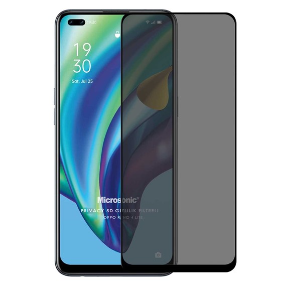 Microsonic Oppo Reno 4 Lite Privacy 5D Gizlilik Filtreli Cam Ekran Koruyucu Siyah 1