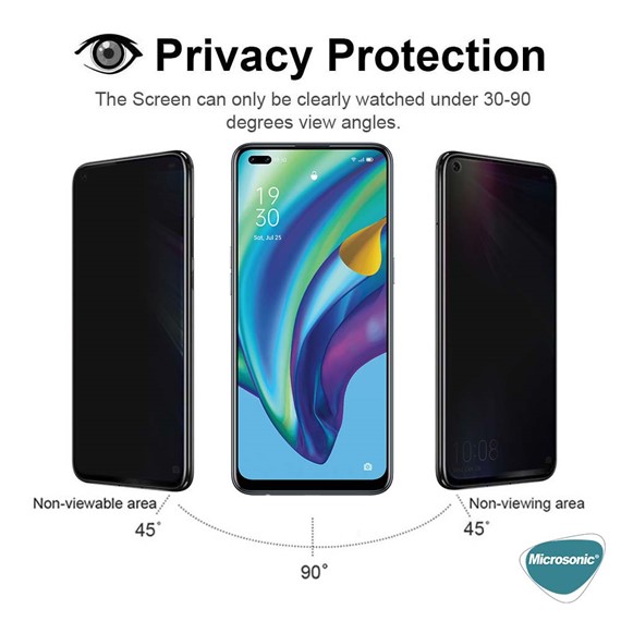 Microsonic Oppo Reno 4 Lite Privacy 5D Gizlilik Filtreli Cam Ekran Koruyucu Siyah 3