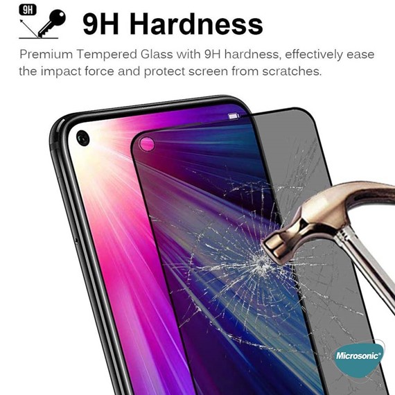 Microsonic Oppo Reno 4 Lite Privacy 5D Gizlilik Filtreli Cam Ekran Koruyucu Siyah 5