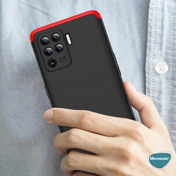 Microsonic Oppo Reno 5 Lite Kılıf Double Dip 360 Protective Siyah 4