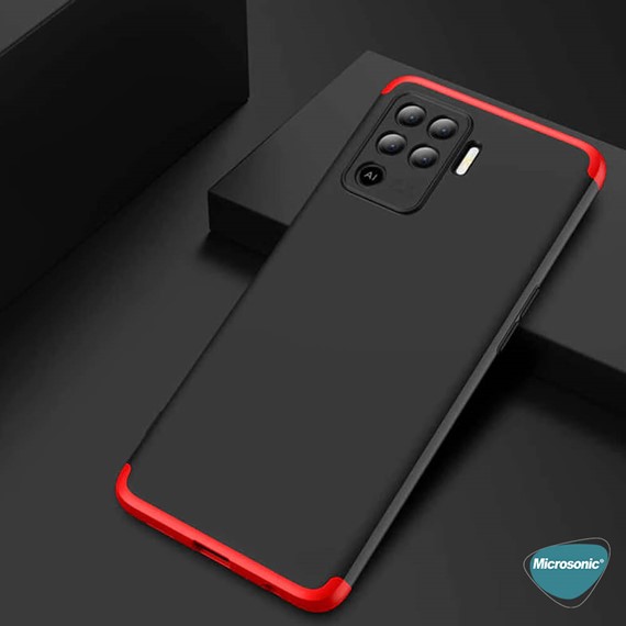 Microsonic Oppo Reno 5 Lite Kılıf Double Dip 360 Protective Siyah Mavi 5