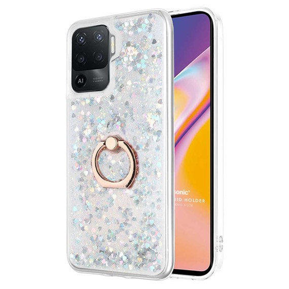 Microsonic Oppo Reno 5 Lite Kılıf Glitter Liquid Holder Gümüş 1